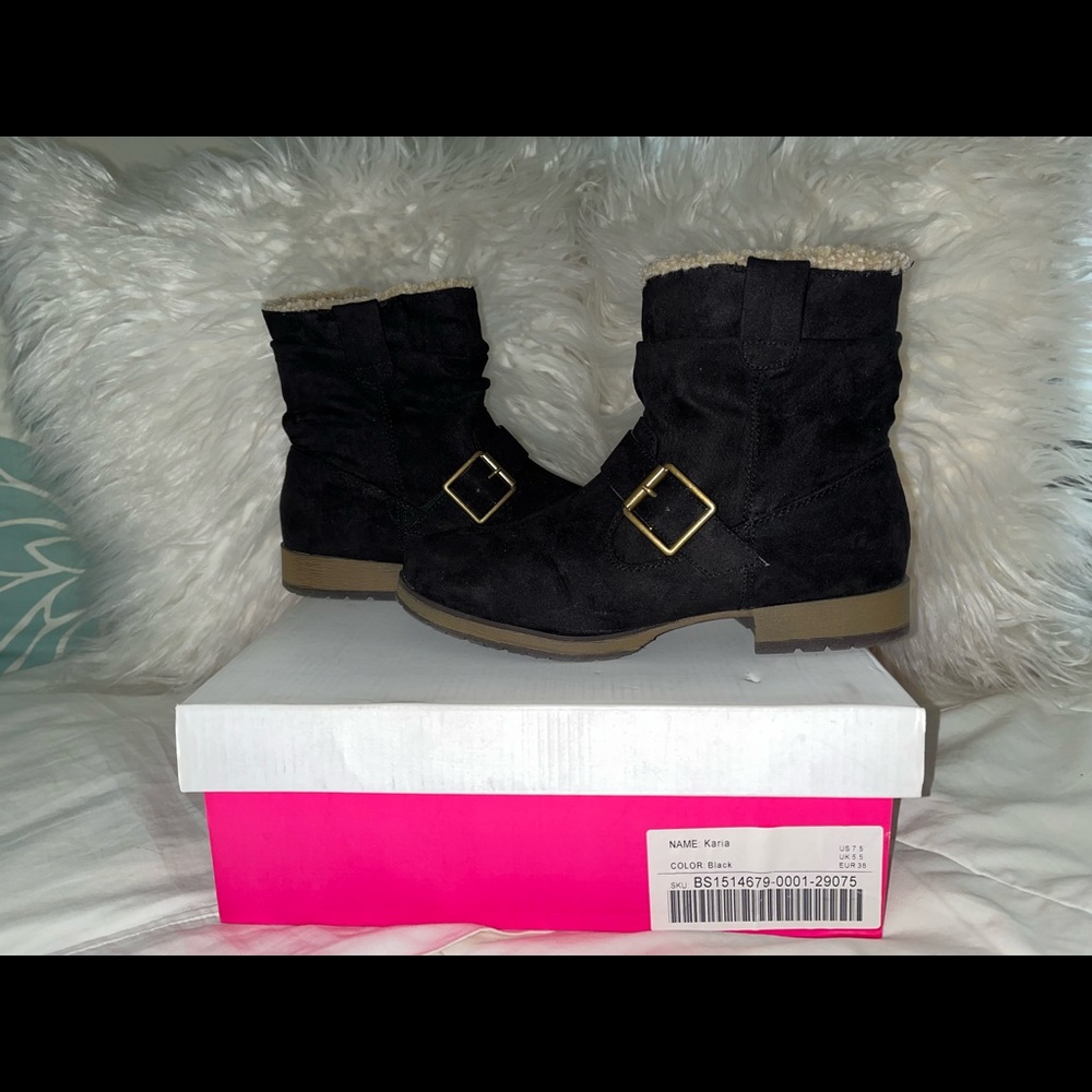 Fun Suede like booties. Worn a handful of times gently love.